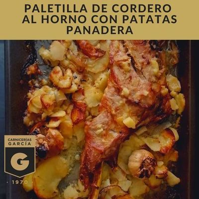 Paletilla de cordero al horno con patatas panadera